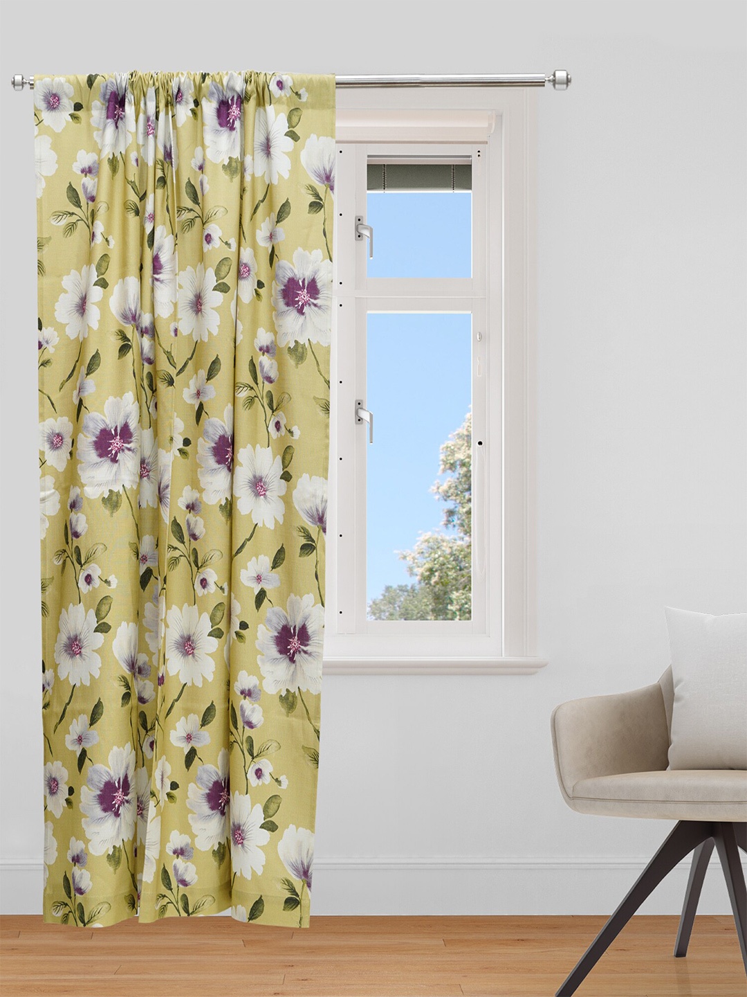

ZEBA Olive Green & White Floral Door Curtain