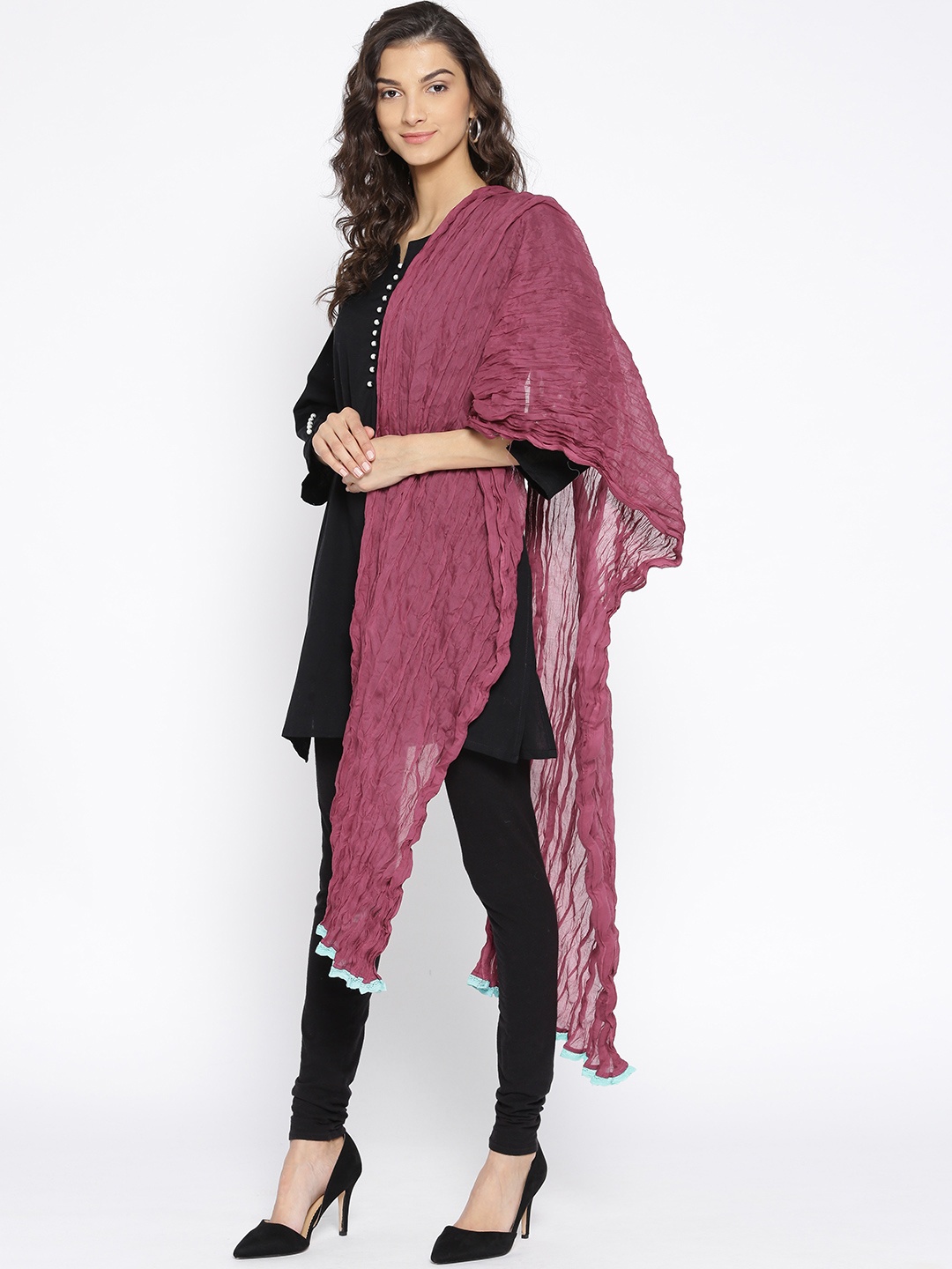 

Biba Purple Solid Pure Cotton Dupatta