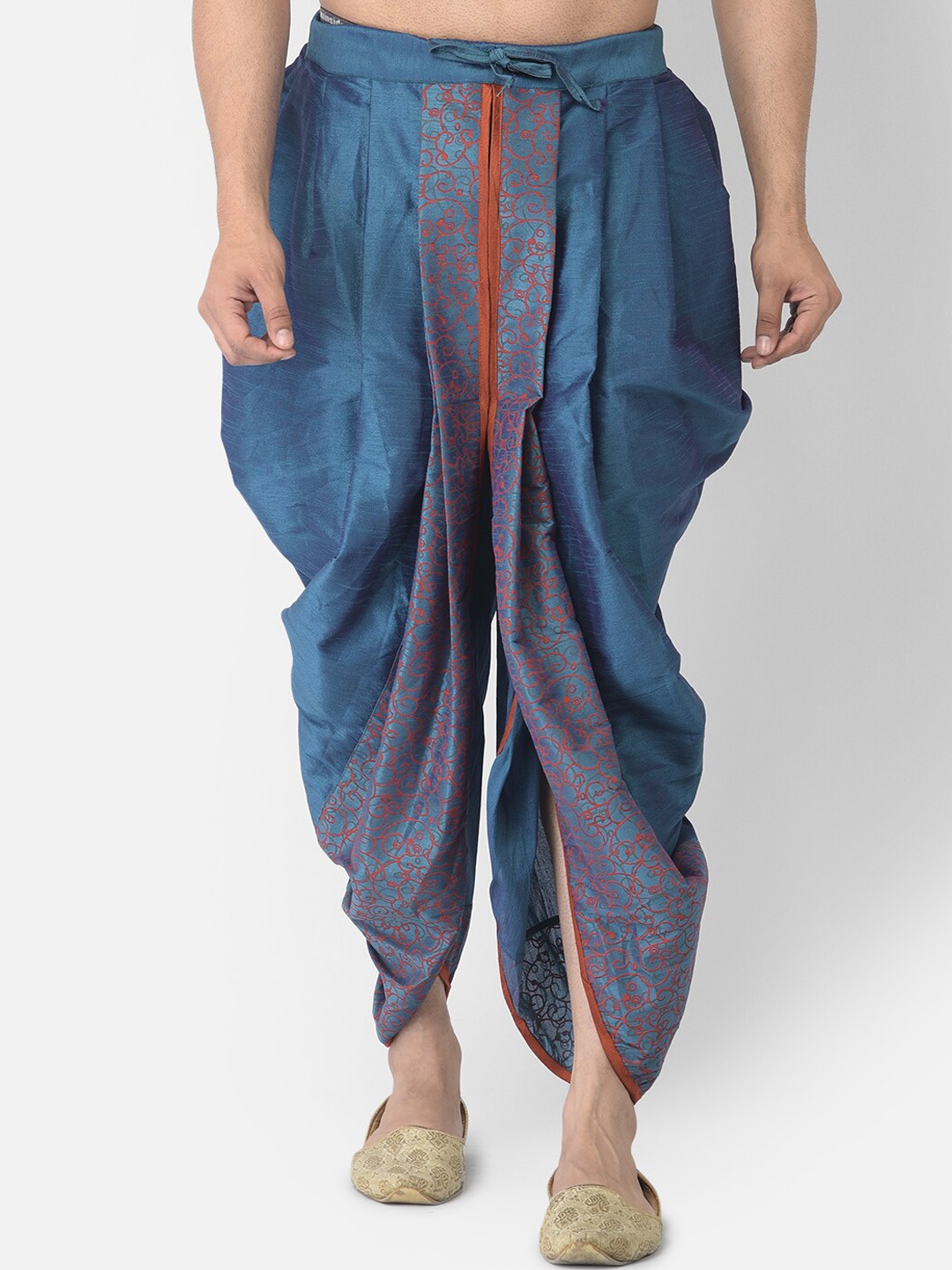 

DEYANN Men Blue Printed Silk Dhoti