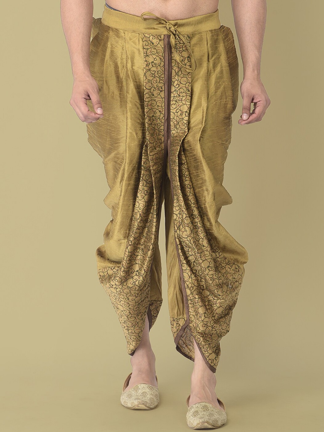 

DEYANN Men Gold-Coloured Printed Dhoti Pants
