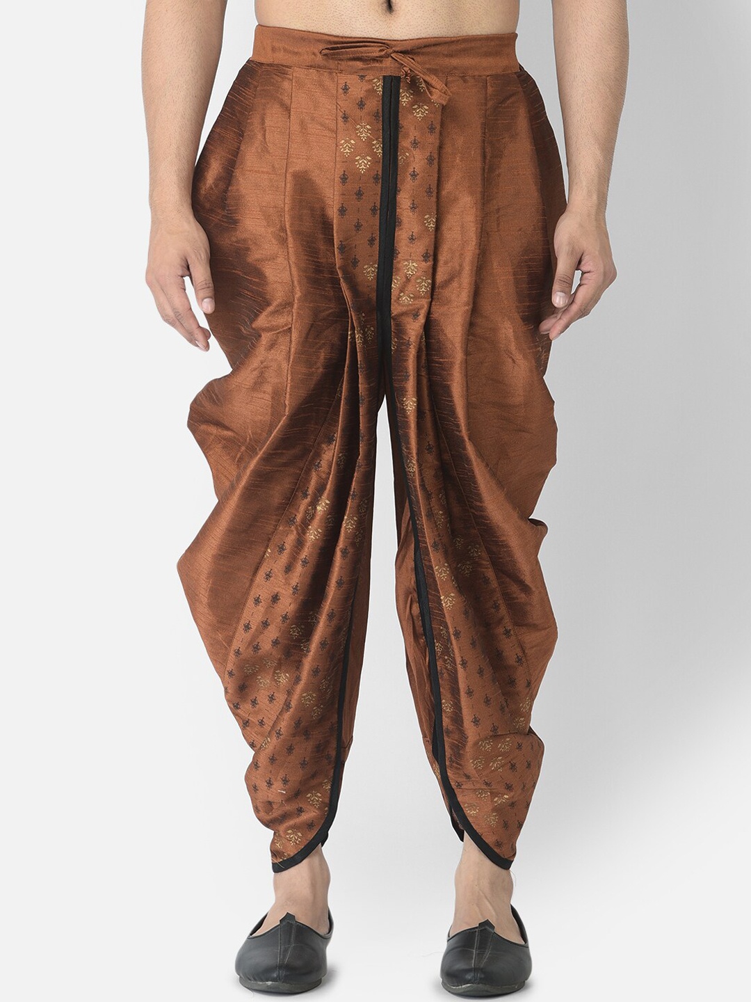 

DEYANN Men Copper Printed Dupion Silk Dhoti