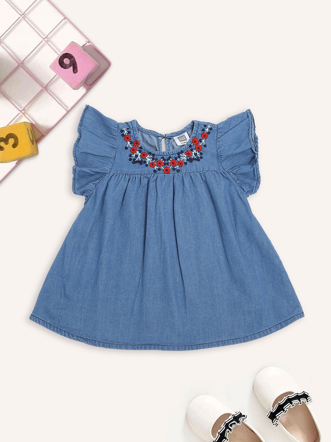 

MeeMee Blue A-Line Cotton Dress