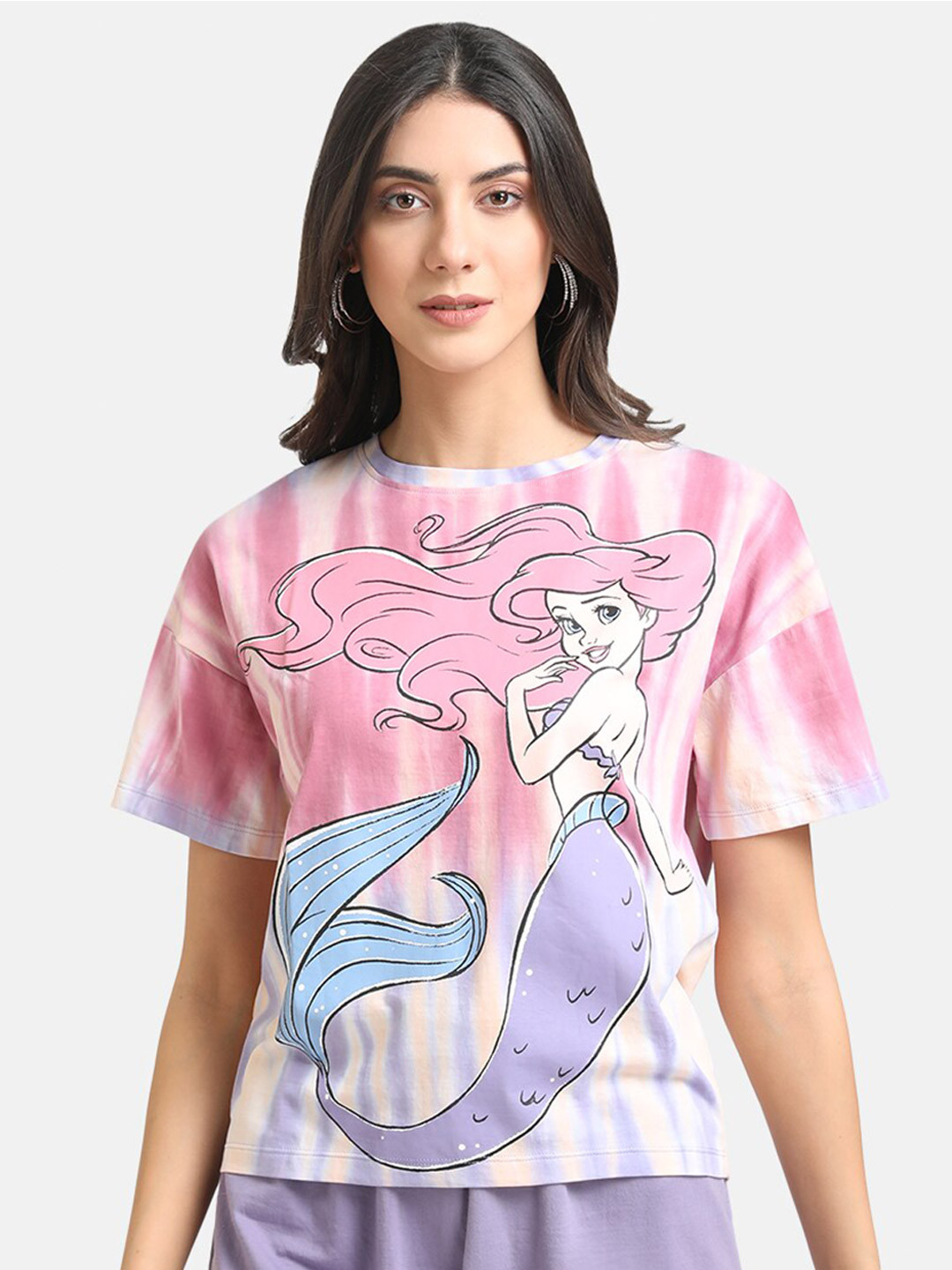 

Kazo Women Pink Printed Pure Cotton Loose T-shirt