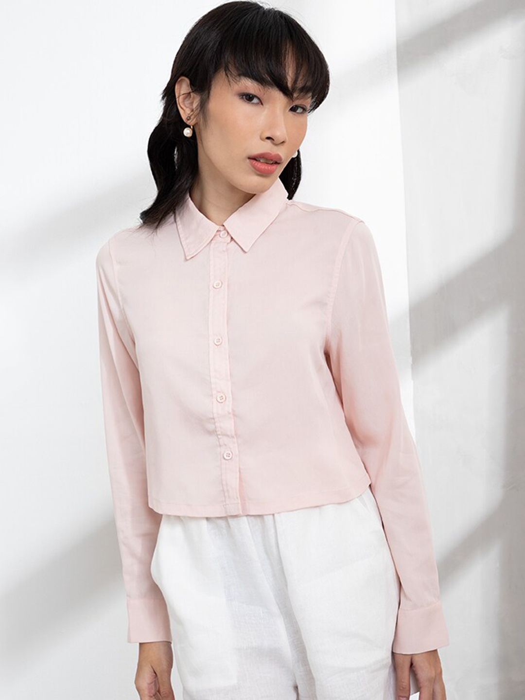 

ORIGIN BY ZALORA Women Pink Solid Casual Shirt