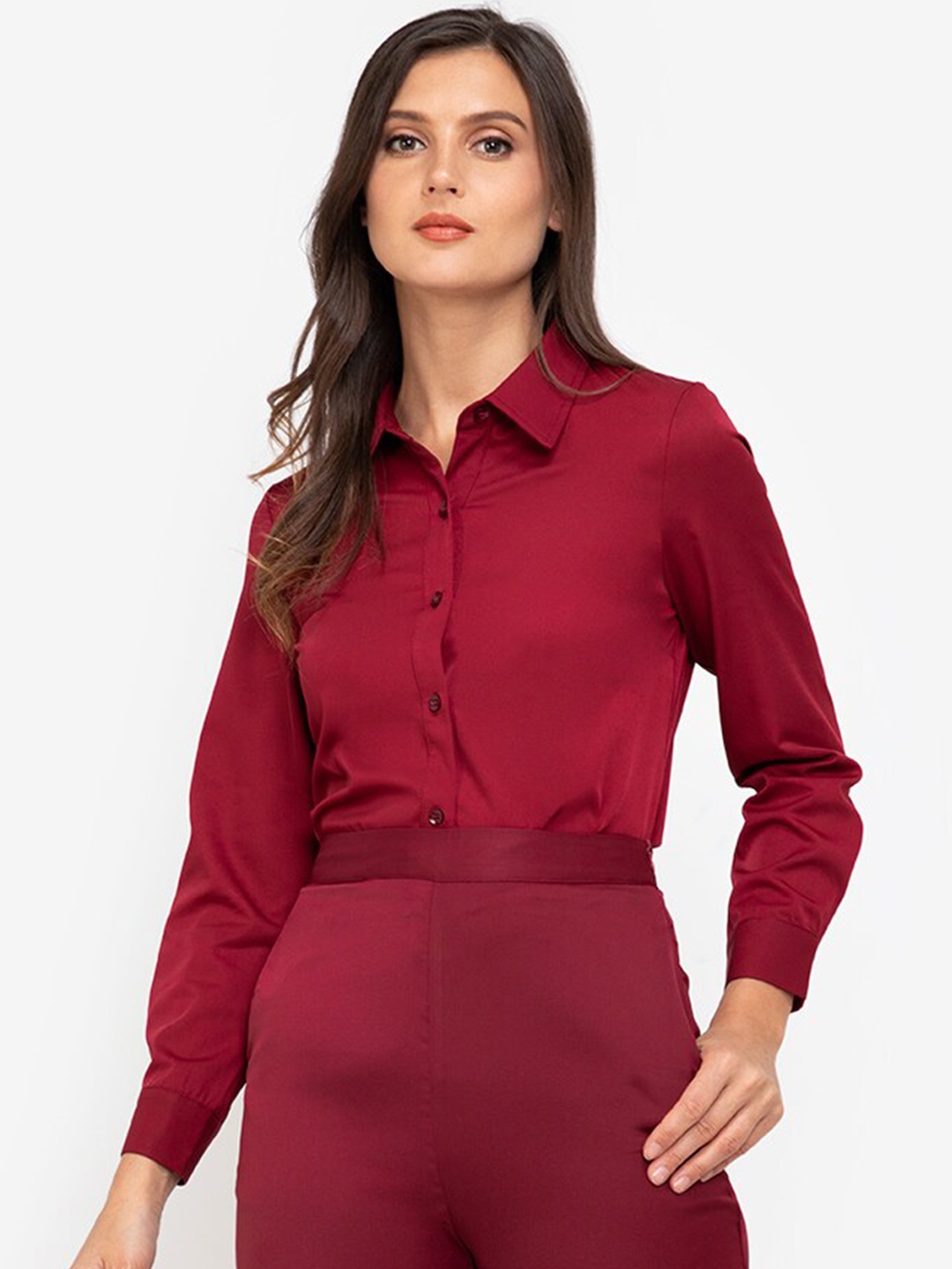 

ZALORA WORK Women Red Solid Casual Shirt