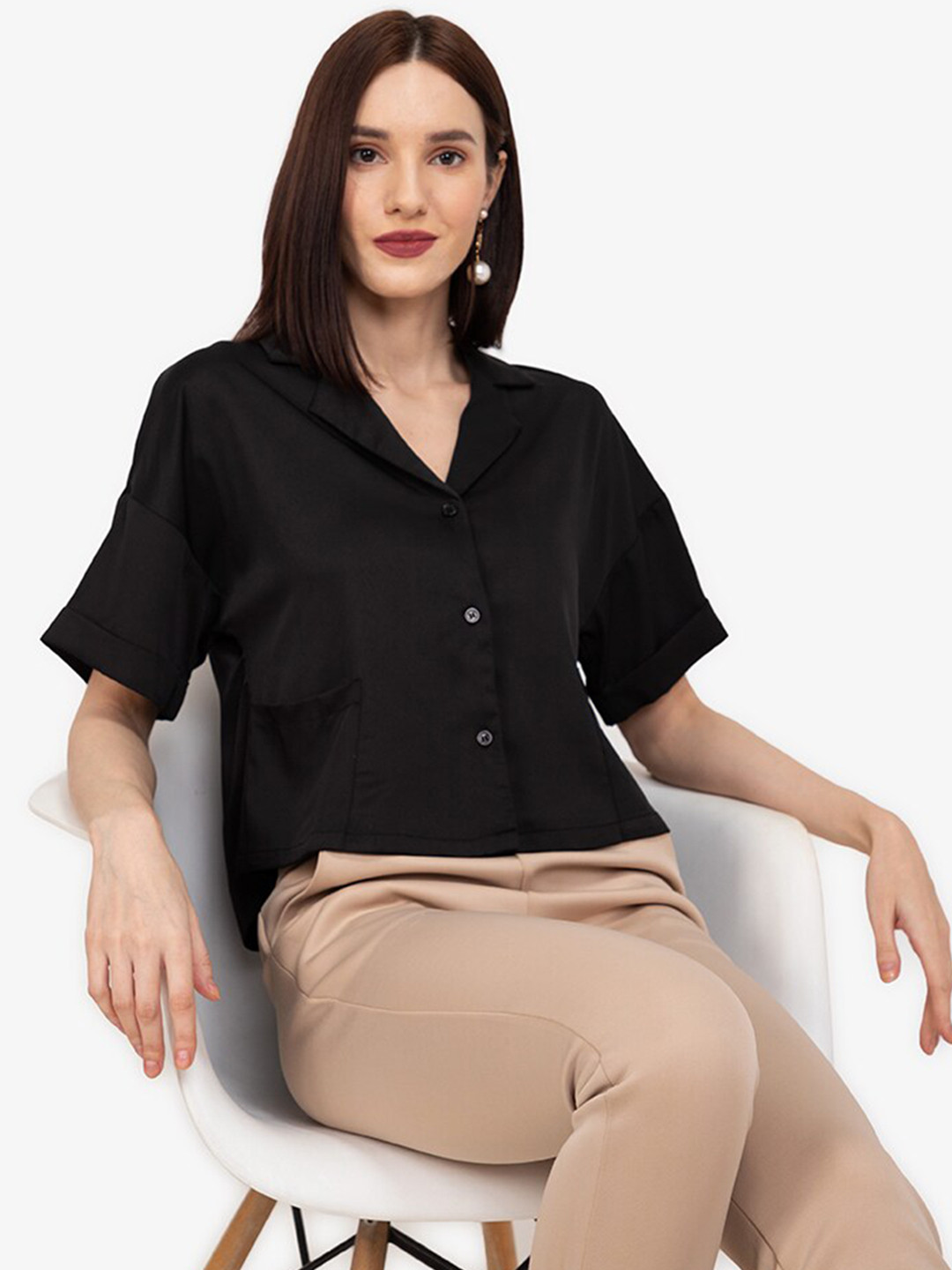 

ZALORA WORK Women Black Oversized Casual Shirt
