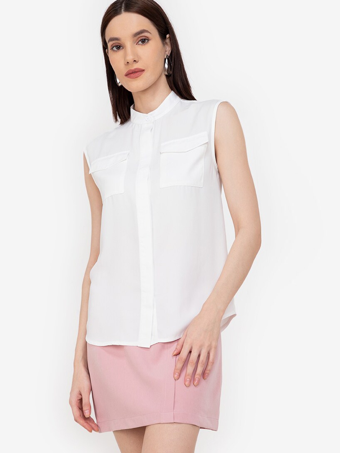 

ZALORA WORK Women White Recycled Polyester Casual Shirt