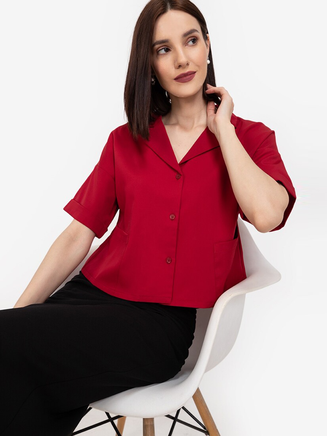 

ZALORA WORK Women Red Solid Casual Shirt