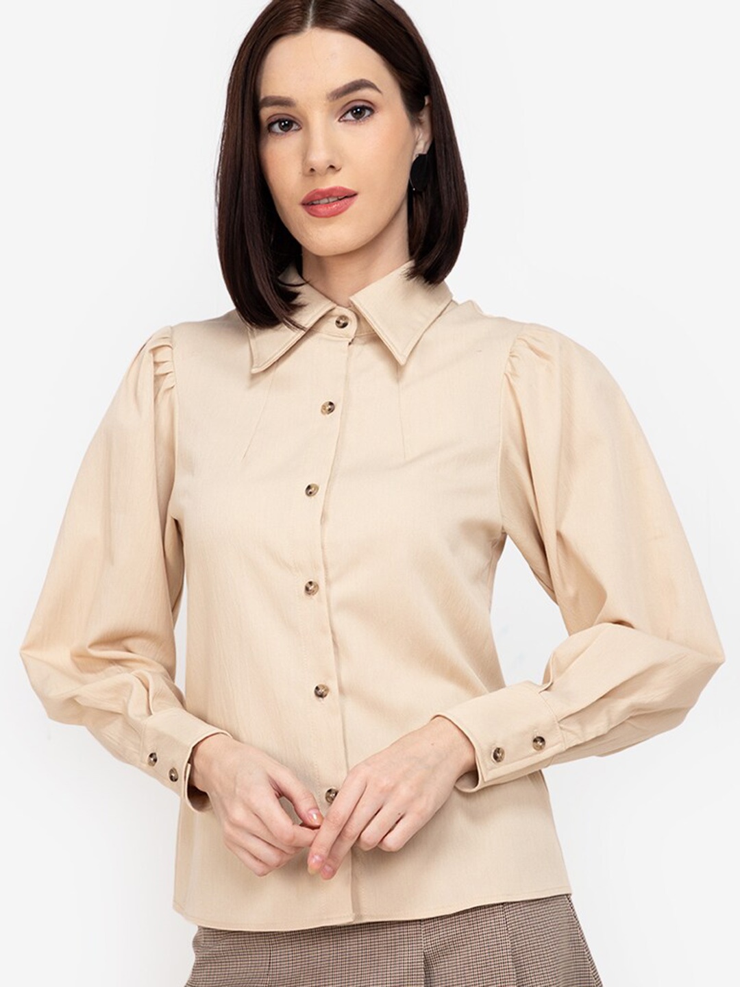 

ZALORA WORK Women Beige Solid Casual Shirt