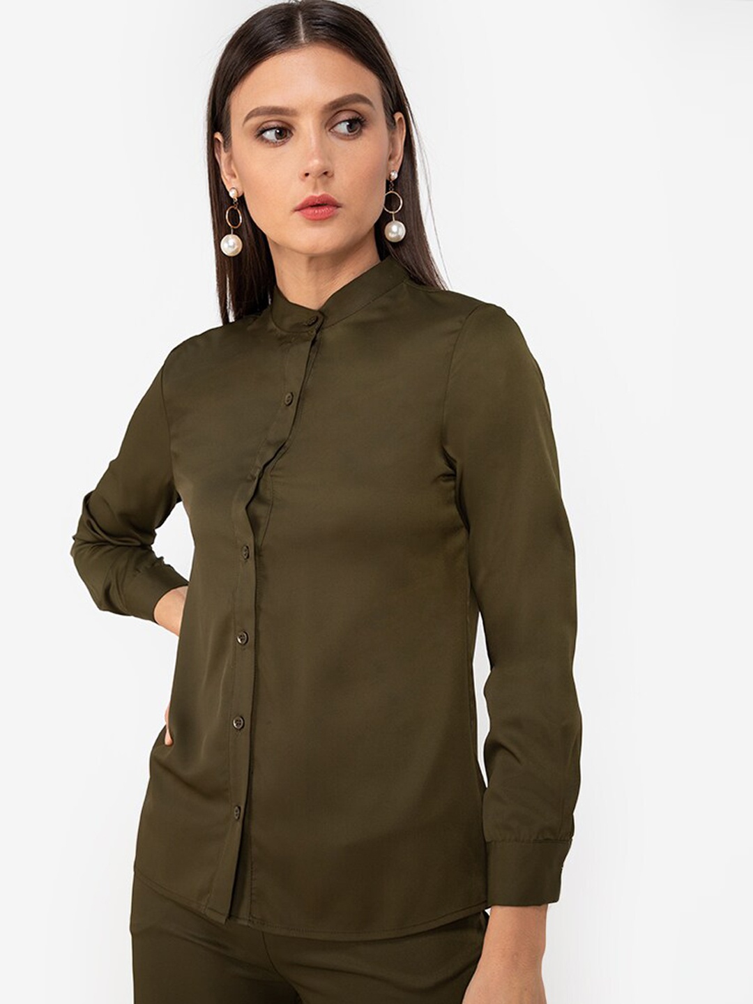 

ZALORA WORK Women Olive Green Regular Fit Formal Shirt
