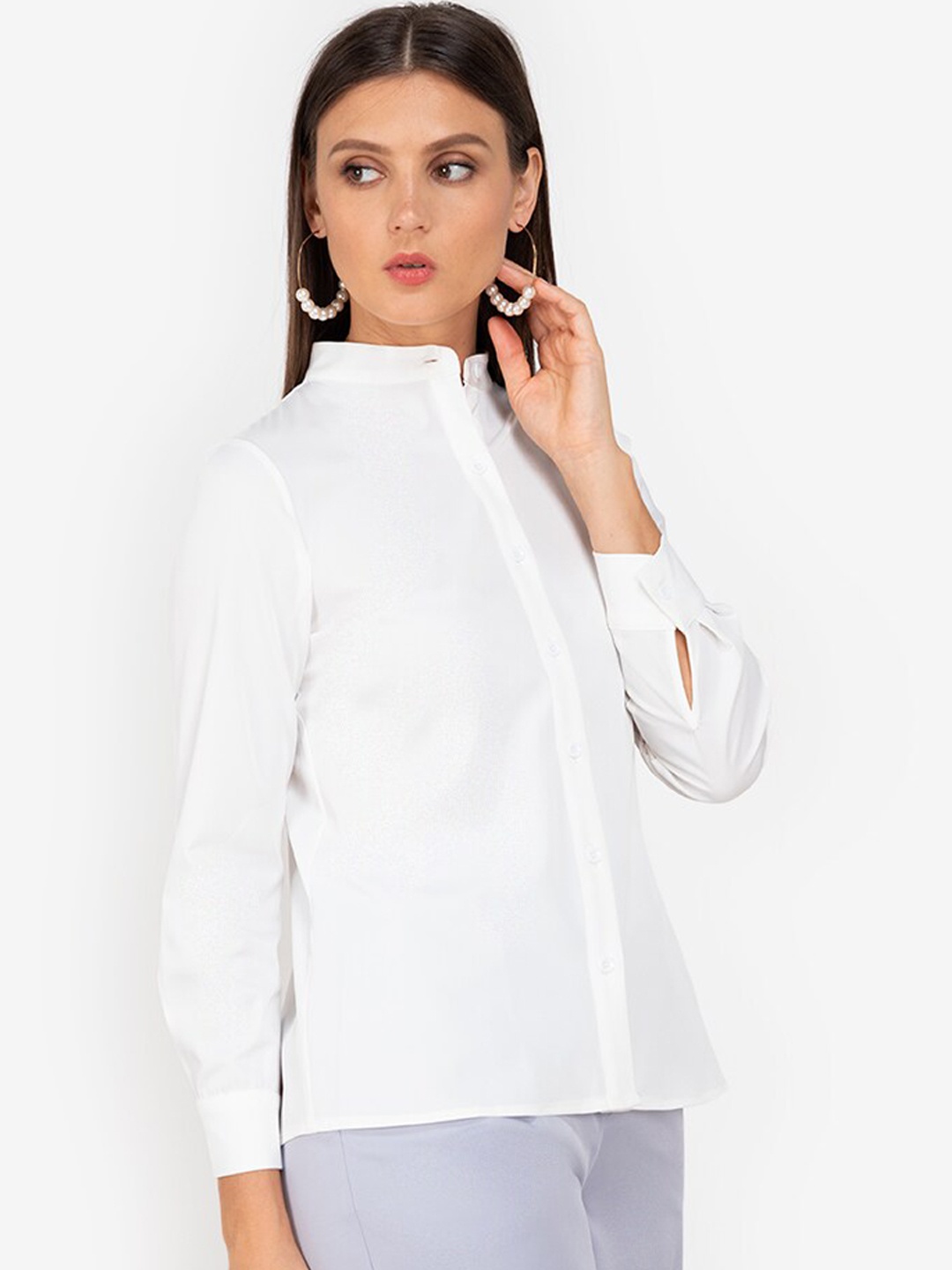 

ZALORA WORK Women White Regular Fit Solid Casual Shirt