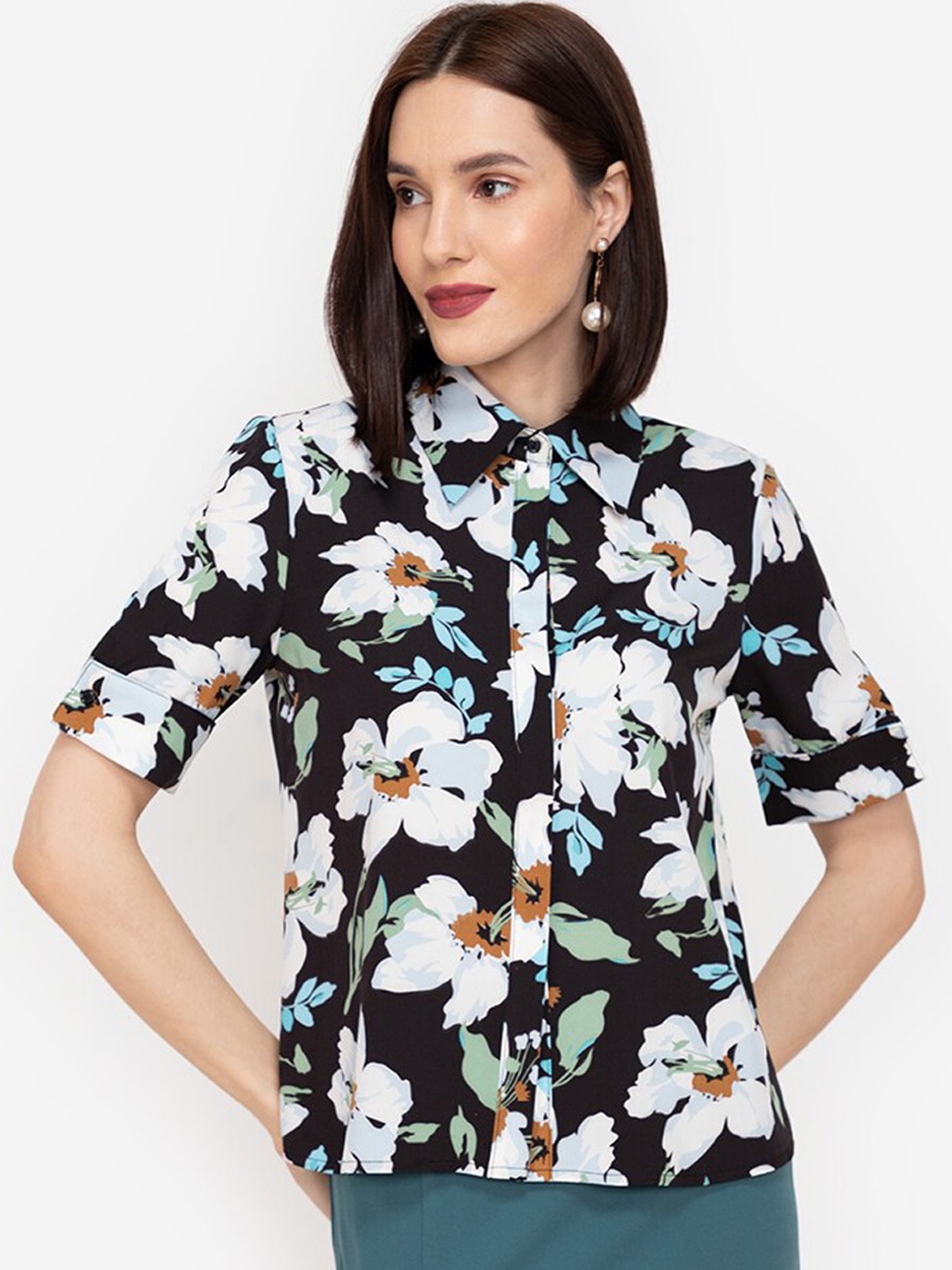 

ZALORA WORK Women Black Floral Printed Casual Shirt