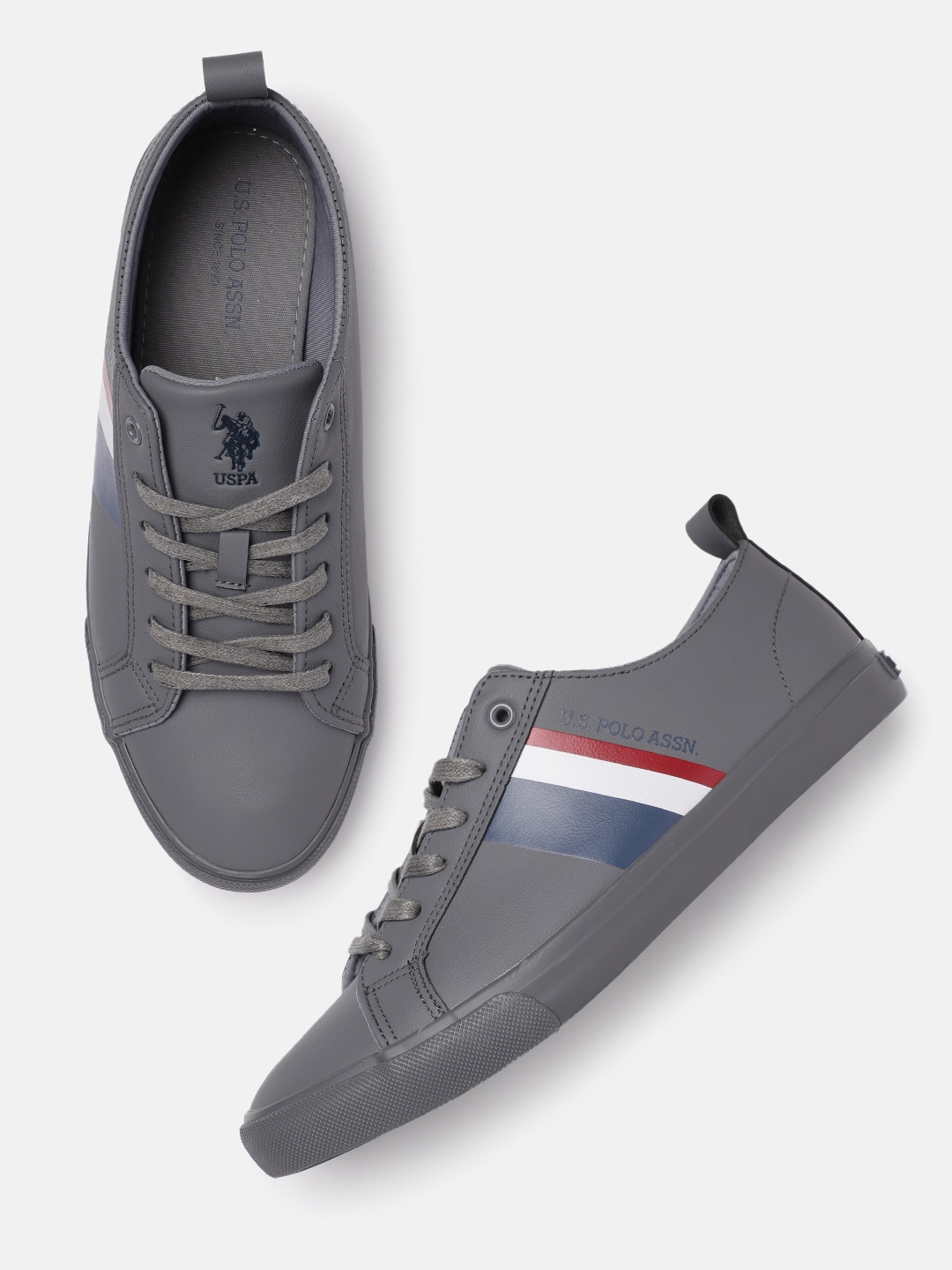 

U S Polo Assn Men Grey PU Sneakers