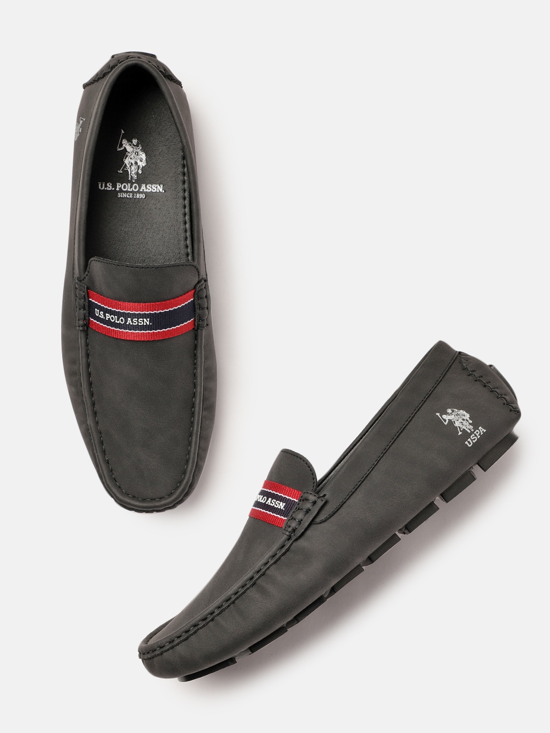 

U.S. Polo Assn. Men Charcoal Grey Solid Driving Shoes