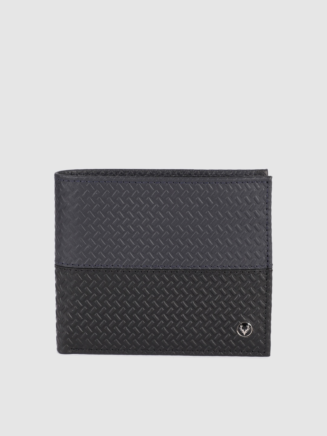 

Allen Solly Men Navy Blue Textured Leather Two Fold Wallet