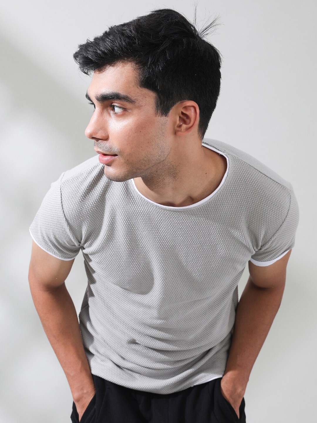 

Tinted Men Grey Cotton T-shirt