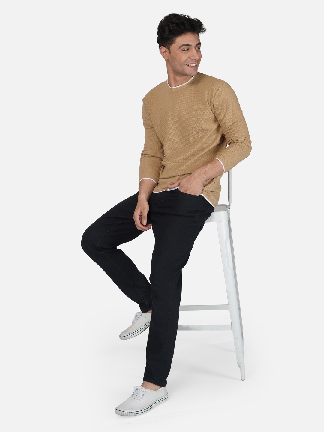 

Tinted Men Beige Cotton T-shirt