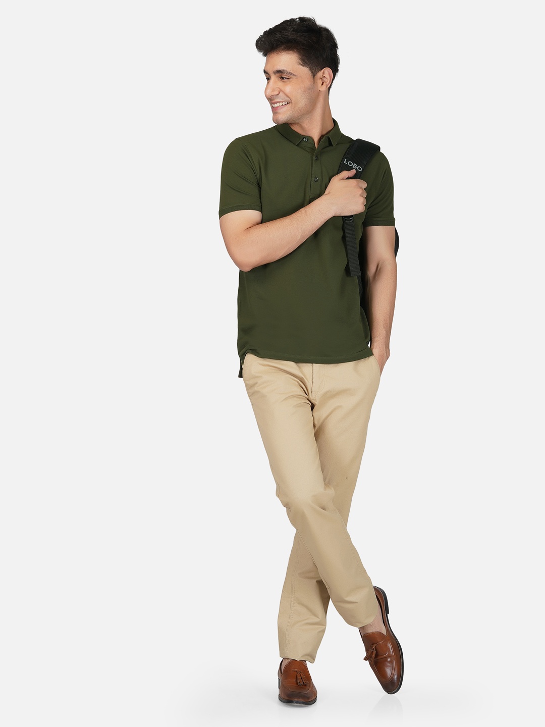 

Tinted Men Olive Green Polo Collar Slim Fit T-shirt