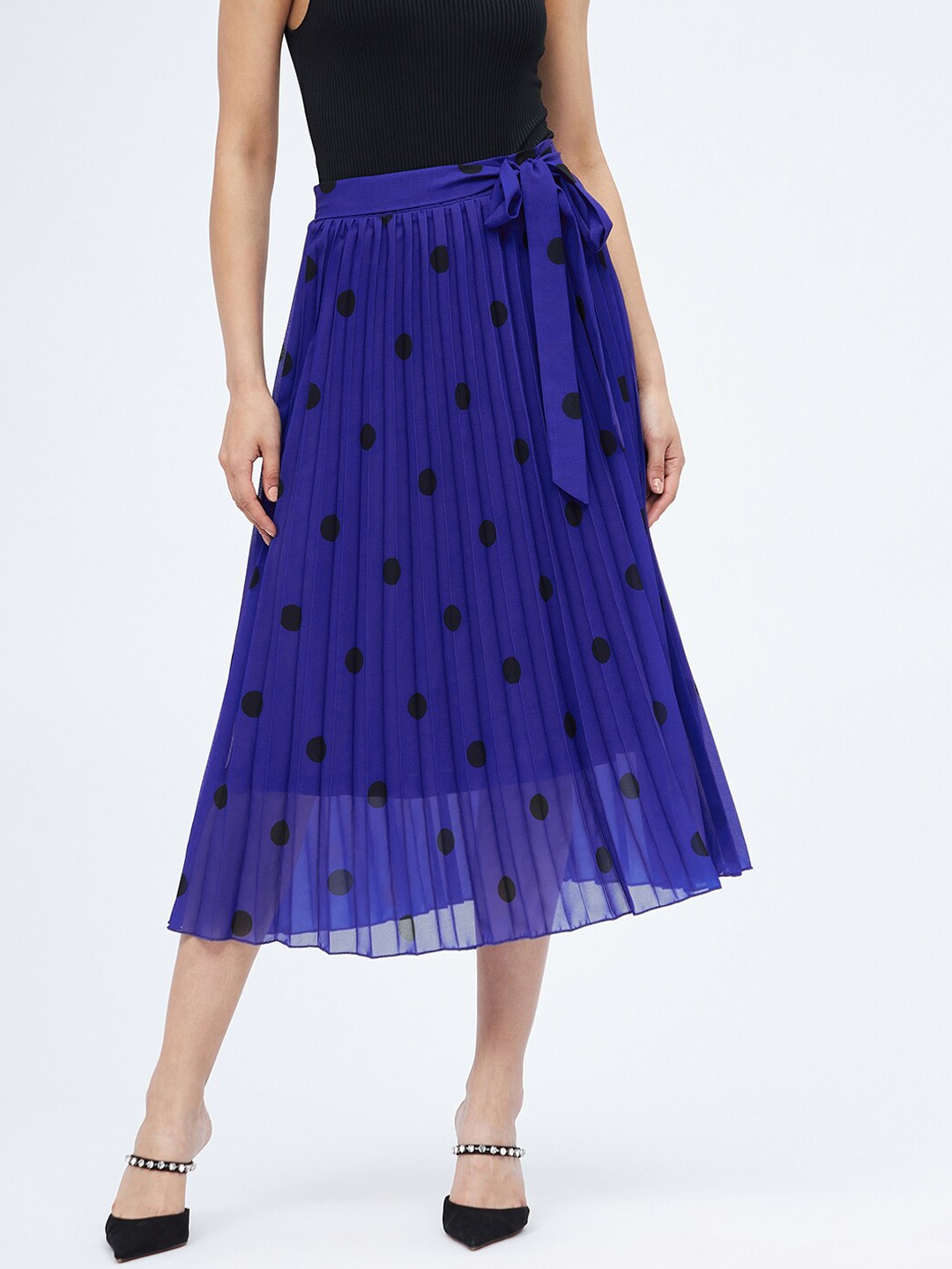 

Harpa Women Blue Polka Dot Printed Midi Skirt