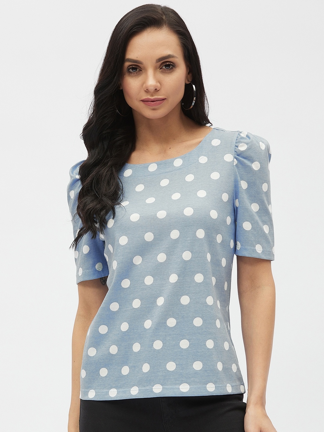

Harpa Women Blue Print Cotton Top