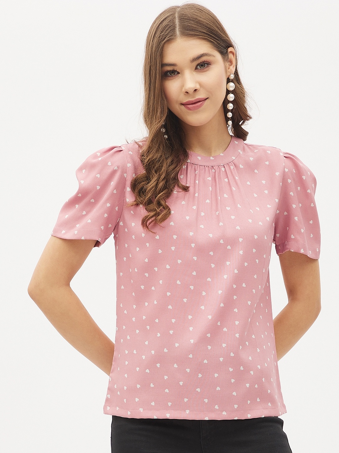 

Harpa Pink Geometric Print Top
