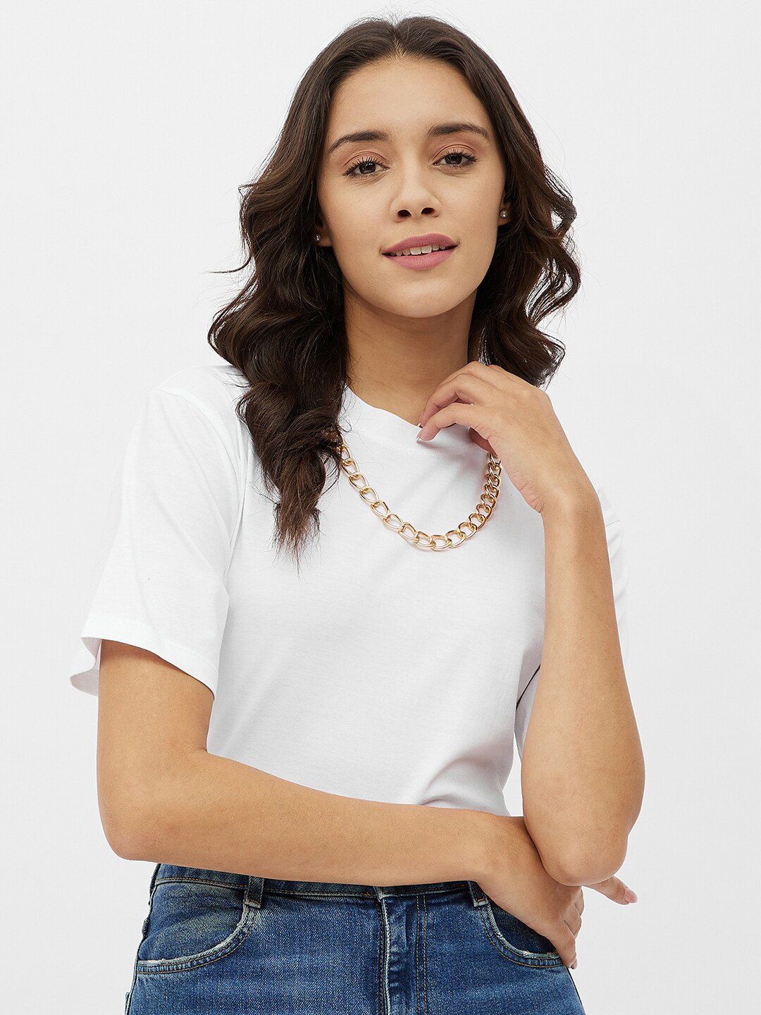 

Harpa Women White Solid T-shirt