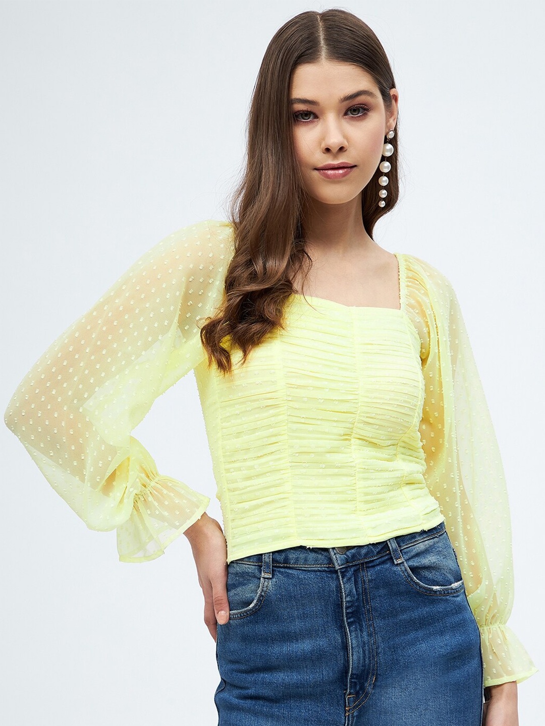 

Harpa Women Yellow Sheen Georgette Top