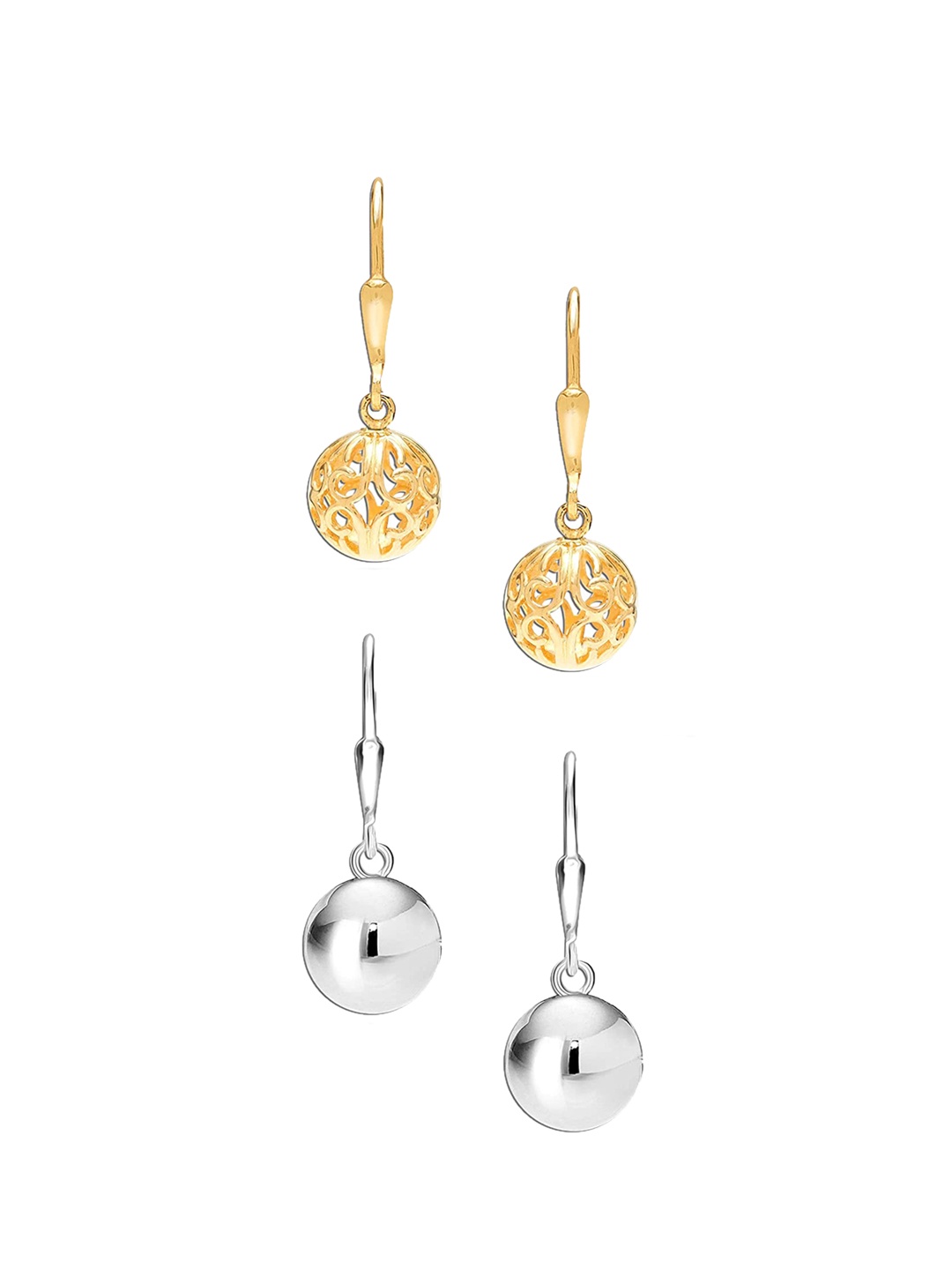 

LeCalla Gold-Plated Silver Set Of 2 Filigree Ball Contemporary Drop Earrings