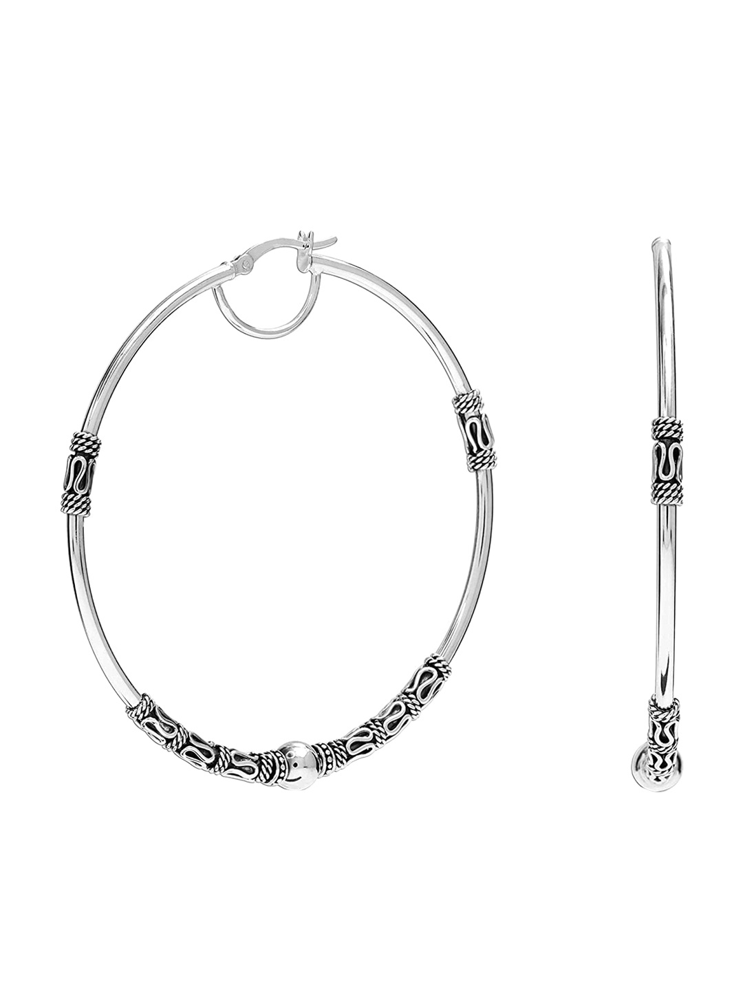 

LeCalla Silver-Toned Circular Hoop Earrings