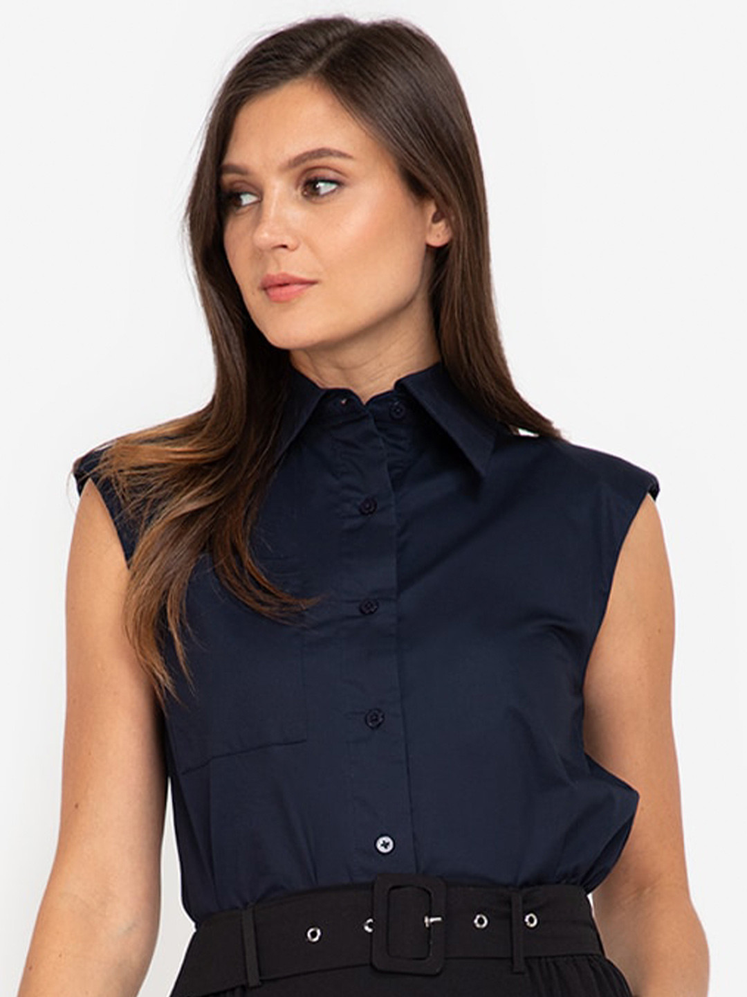 

ZALORA WORK Navy Blue Shirt Style Top
