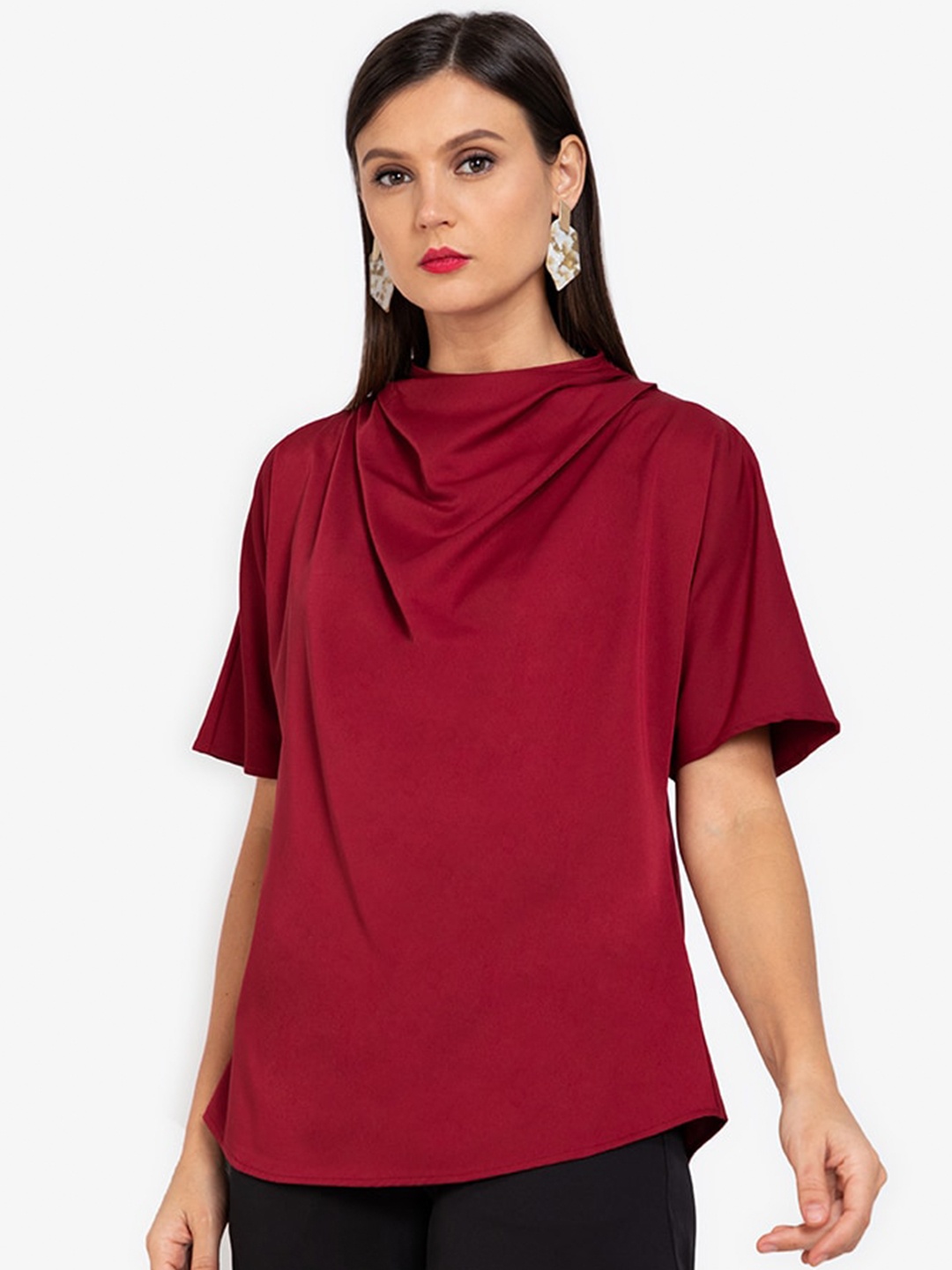 

ZALORA WORK Red Cowl Neck Top