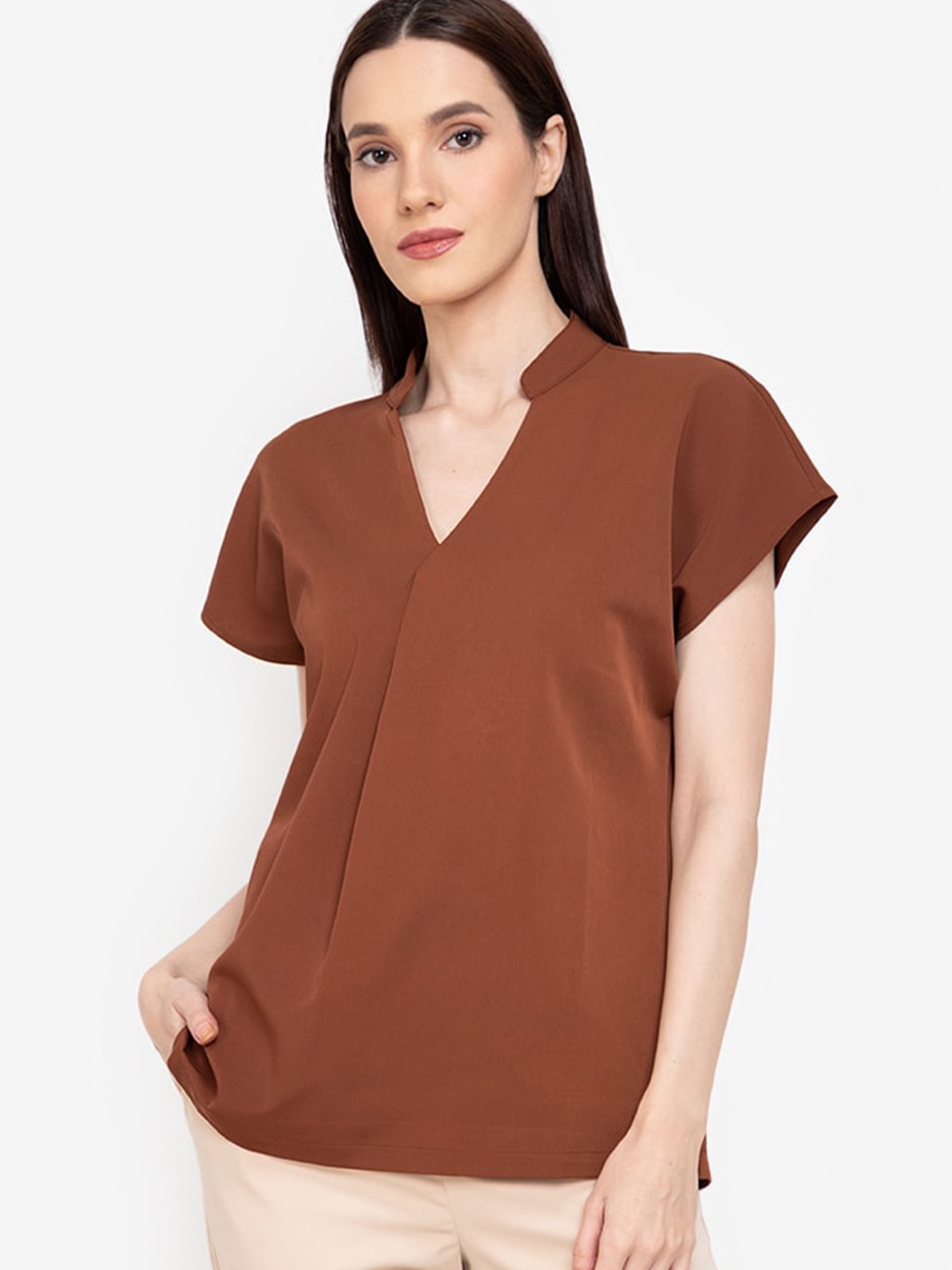 

ZALORA WORK Women Brown Solid Top
