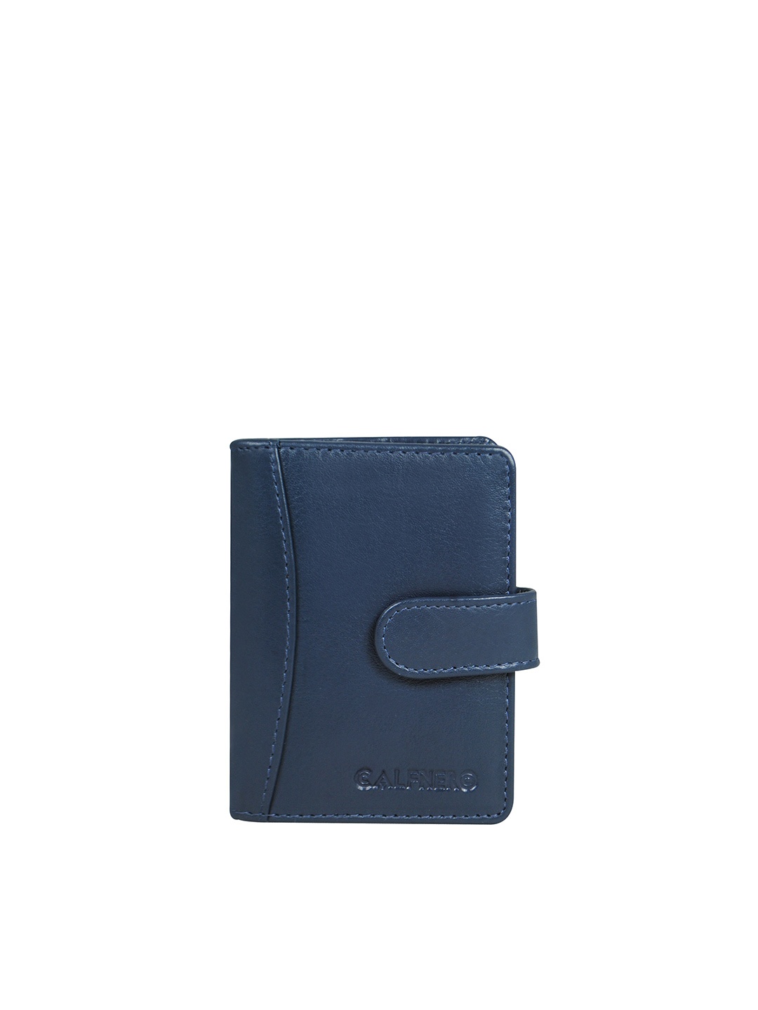 

CALFNERO Unisex Navy Blue Leather Card Holder