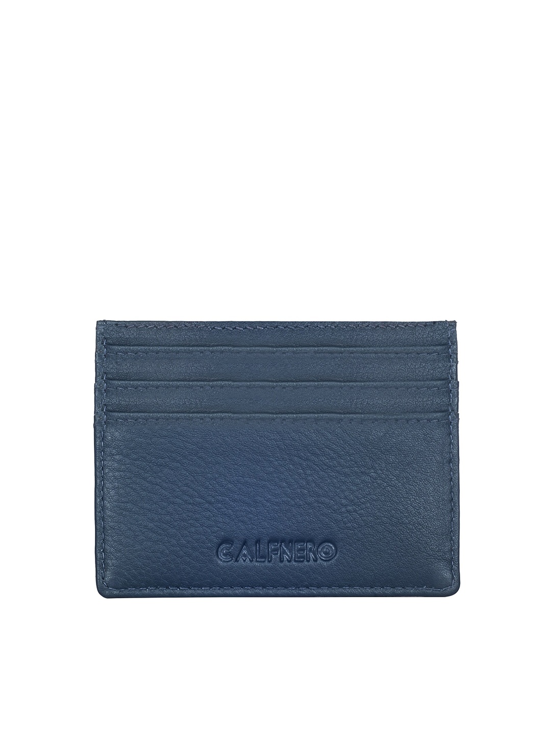 

CALFNERO Unisex Navy Blue Leather Card Holder