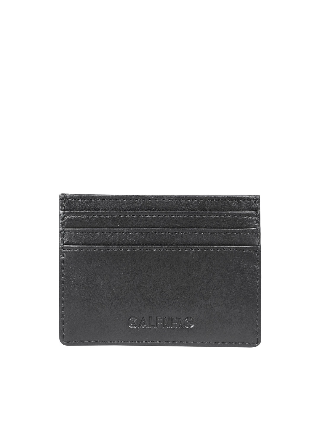

CALFNERO Unisex Black Leather Card Holder