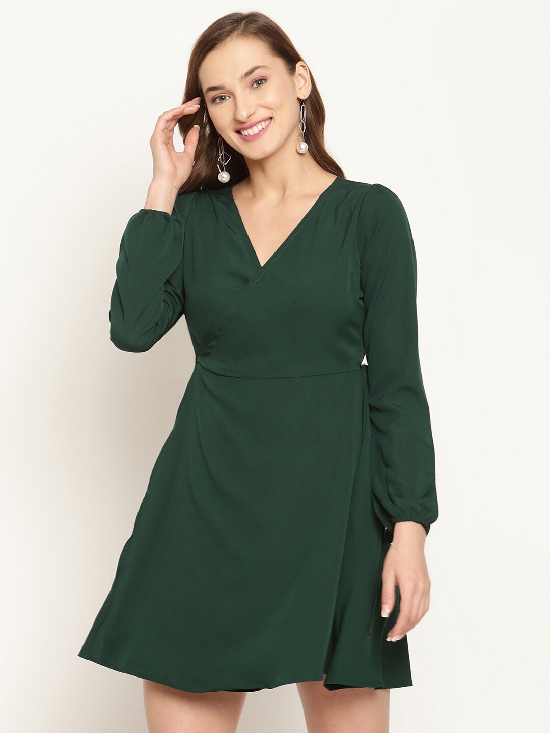 

COASTLAND Women Green Crepe A-Line Dress