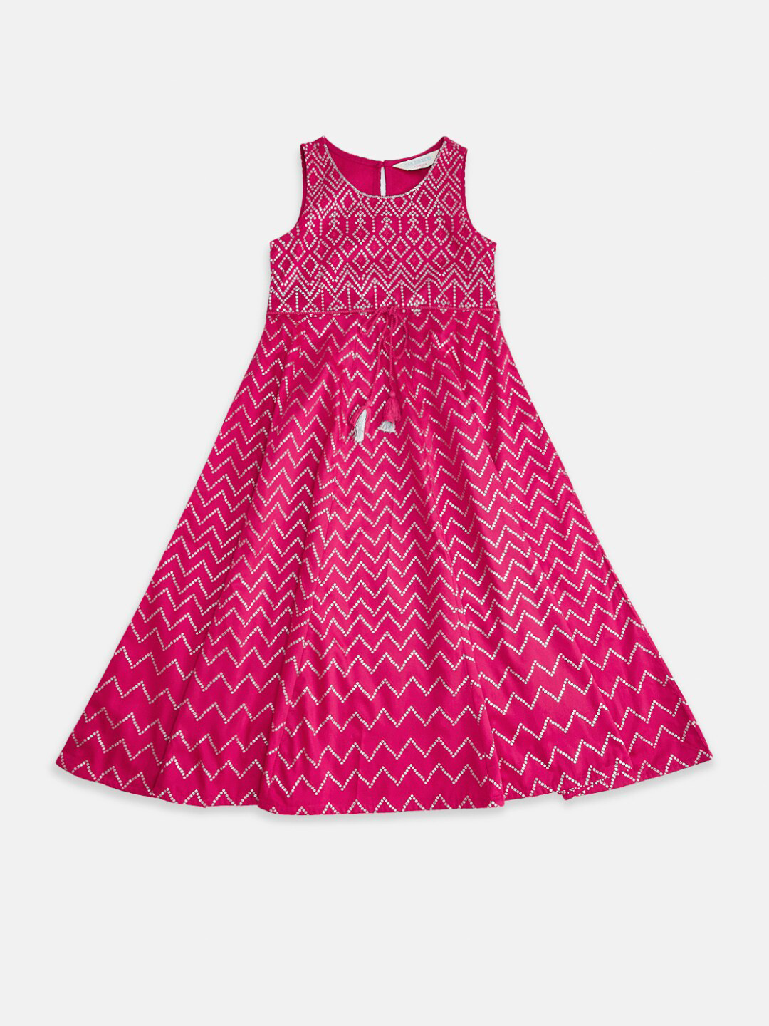 

AKKRITI BY PANTALOONS Fuchsia Ethnic Motifs Ethnic A-Line Maxi Dress