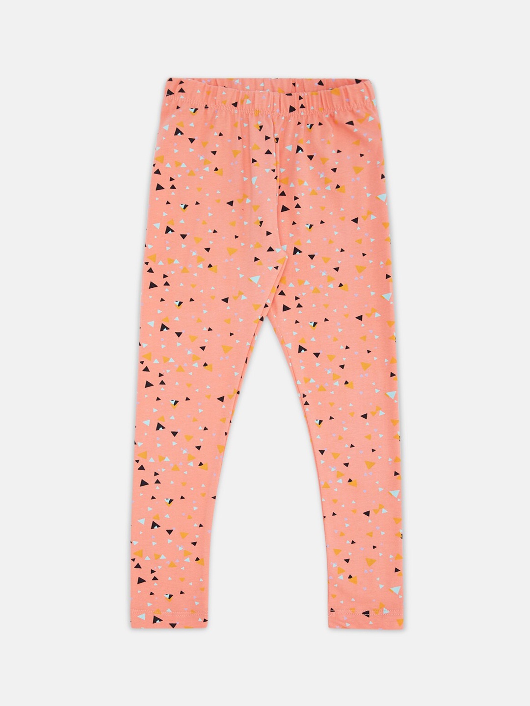 

Pantaloons Junior Girls Coral & Yellow Printed Leggings