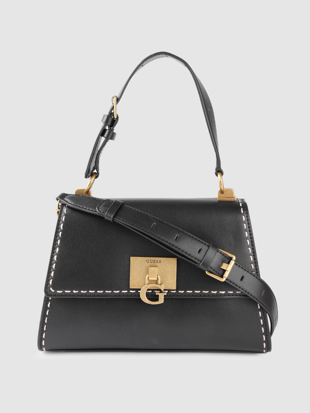 

GUESS Women Black Solid Structured Sling Bag