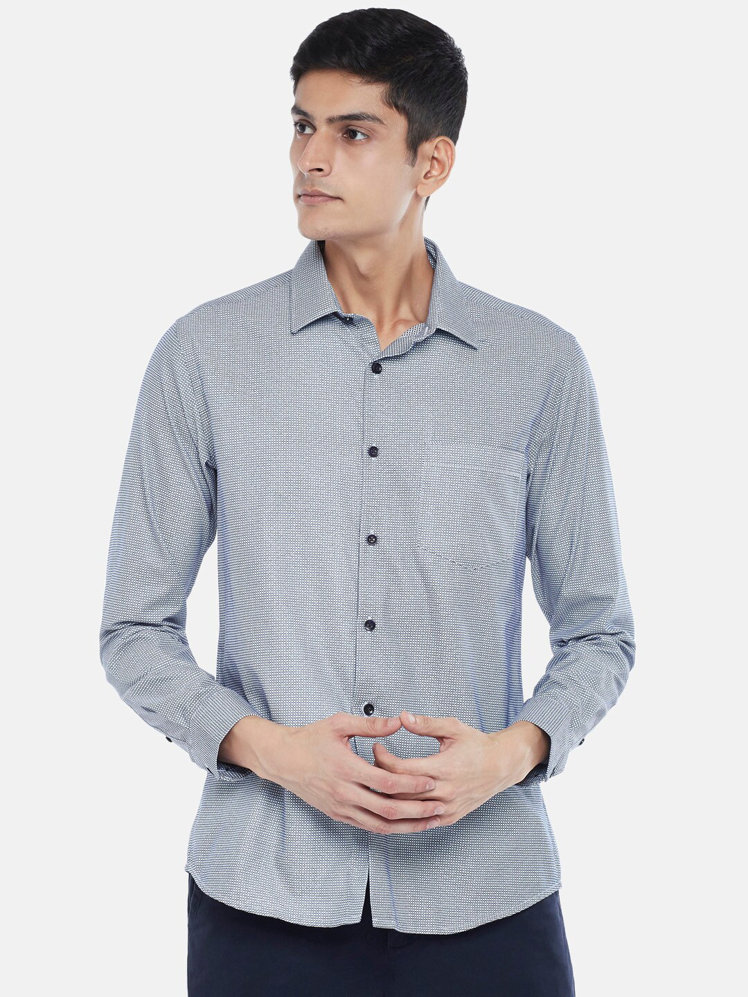 

BYFORD by Pantaloons Men Navy Blue Printed Casual Shirt