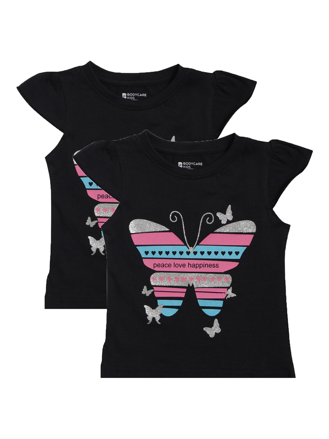 

Bodycare Kids Girls Black Pack Of 2 Printed T-shirts
