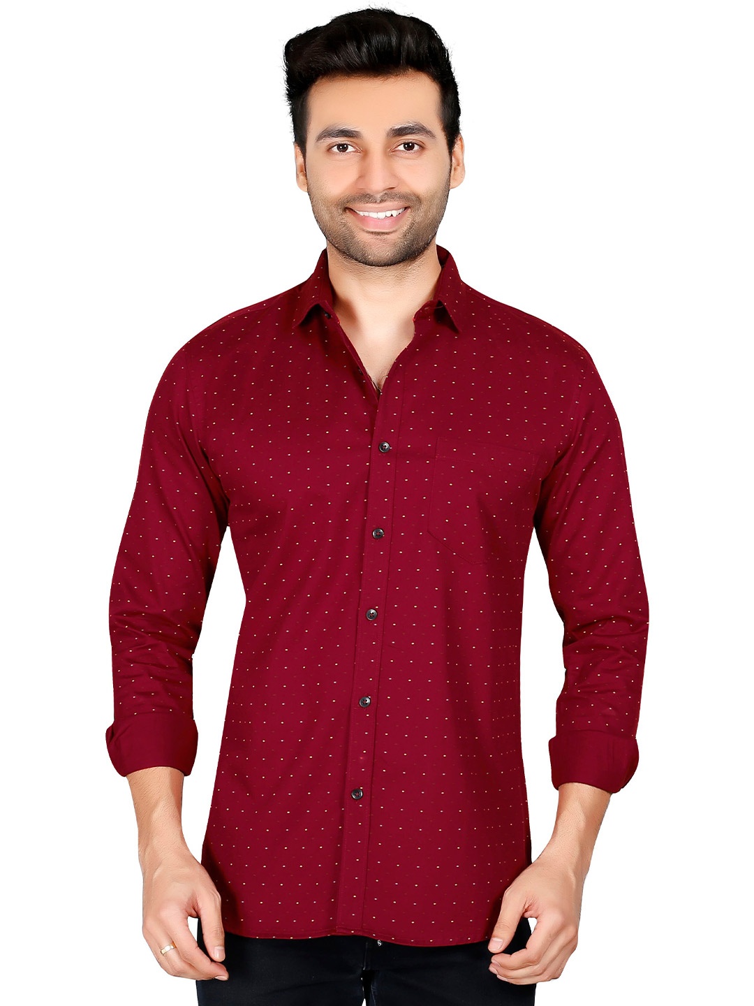 

5TH ANFOLD Men Red Slim Fit Printed Casual Shirt
