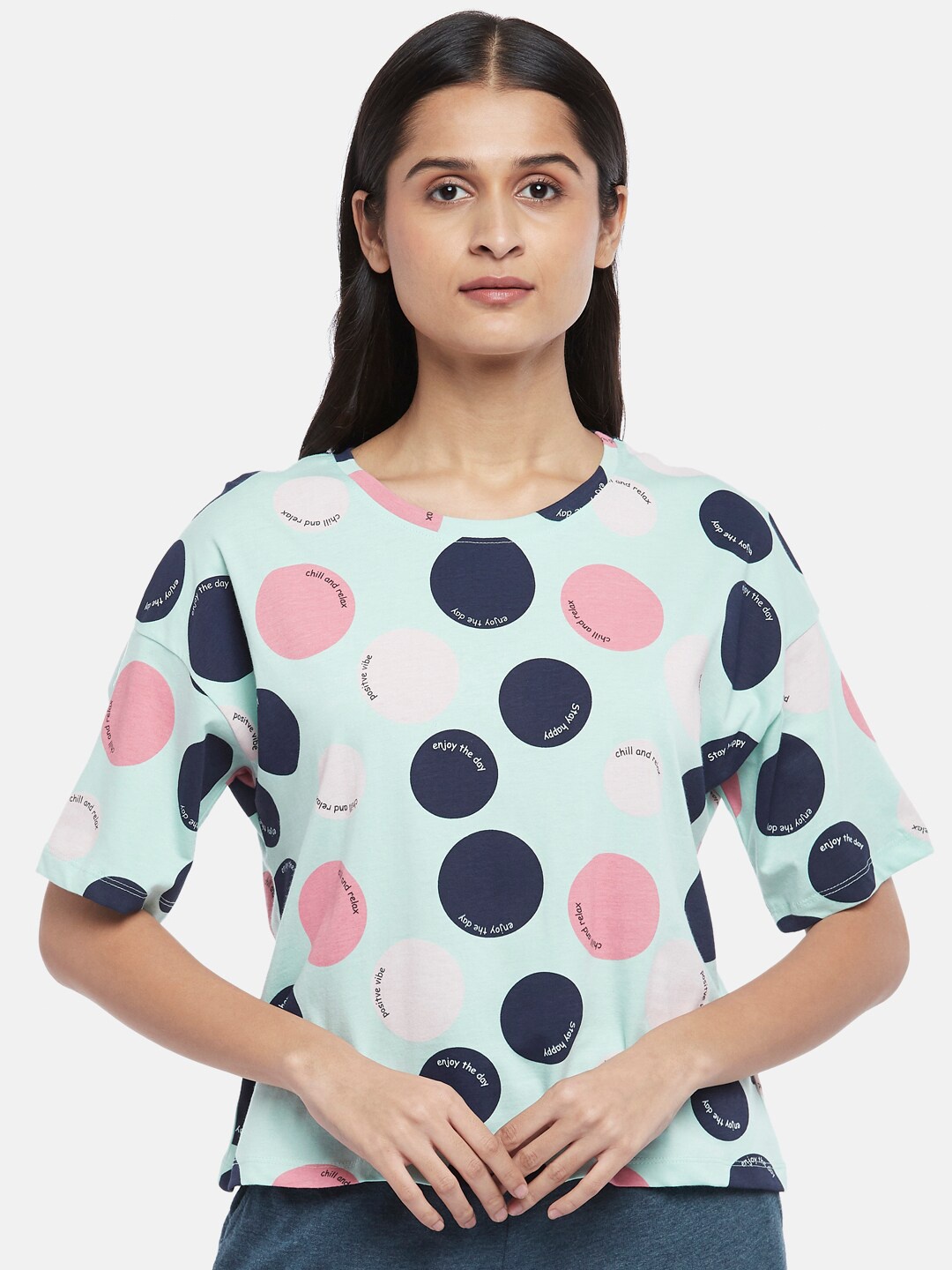 

Dreamz by Pantaloons Green Geometric Print Lounge tshirt