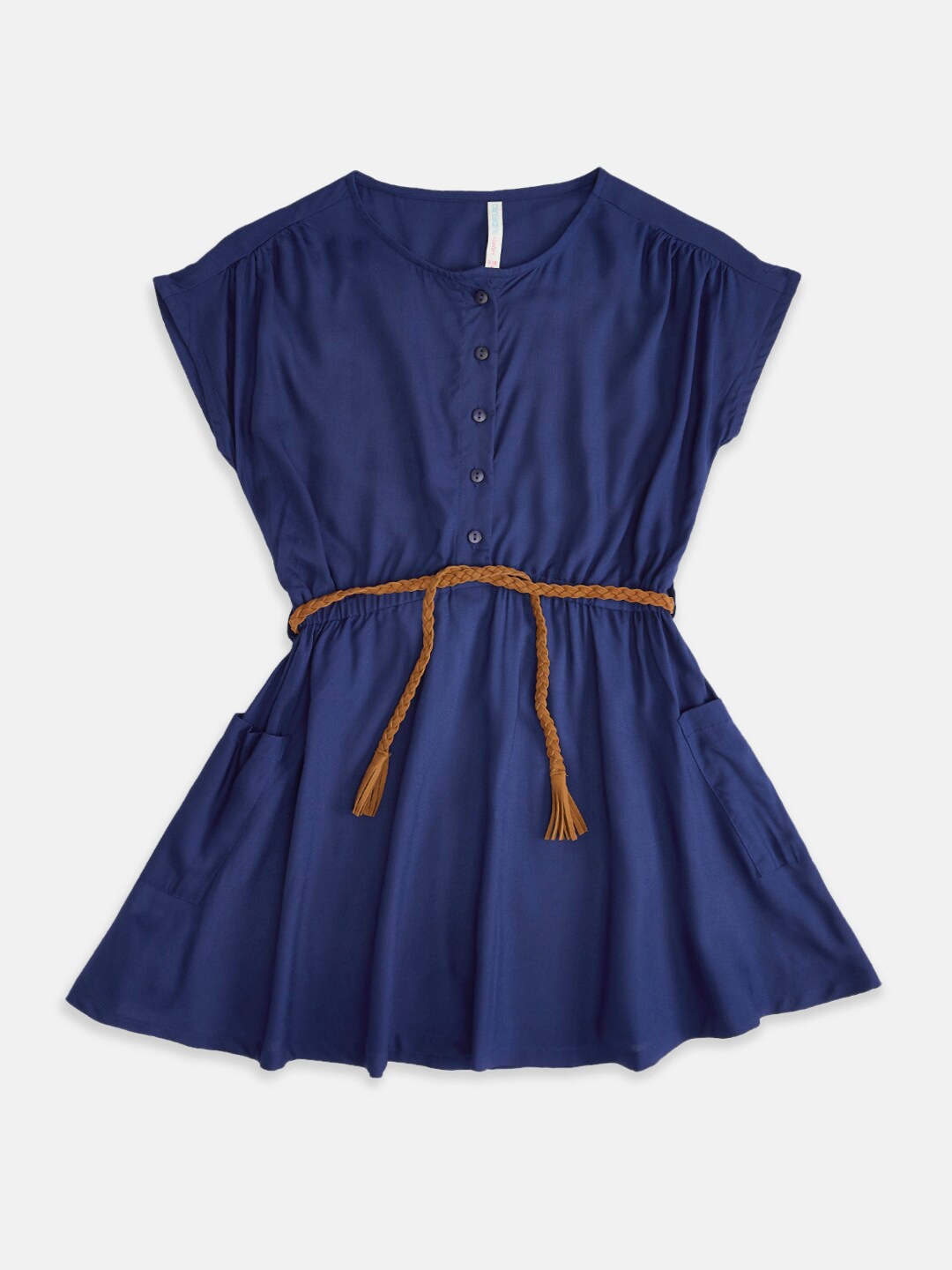 

Pantaloons Junior Girls Navy Blue Solid A-Line Top