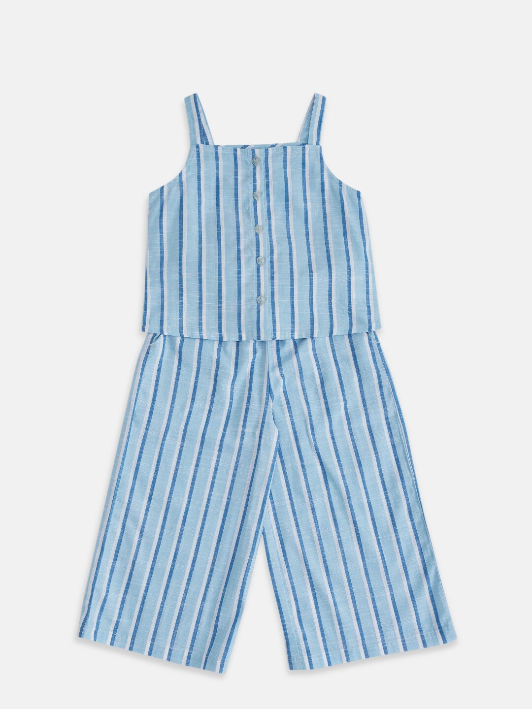 

Pantaloons Junior Girls Blue Striped Clothing Set