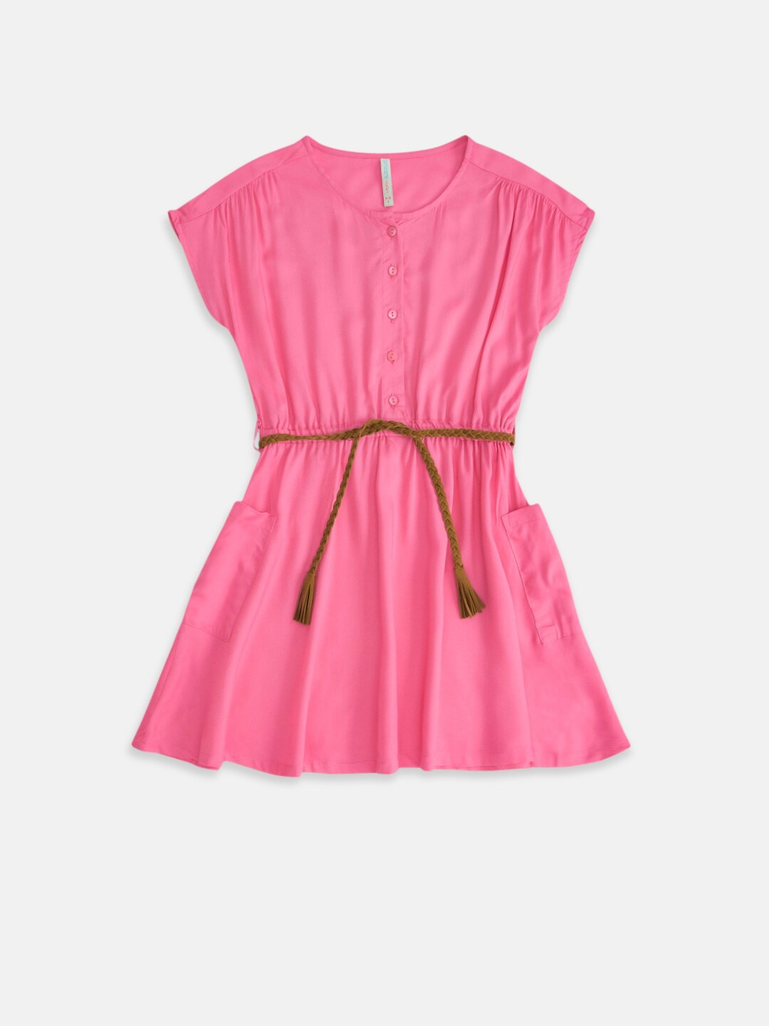 Pantaloons Junior Girls Pink Solid A-Line Top