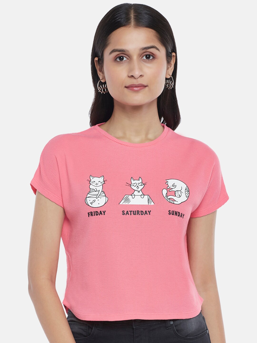 

People Women Pink Printed Top