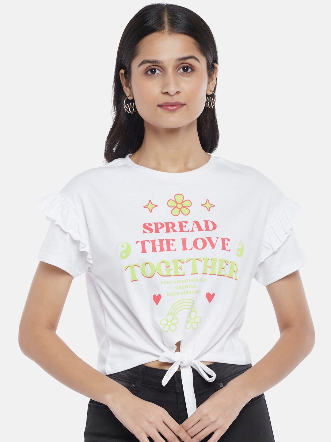 

People Women White Printed Top