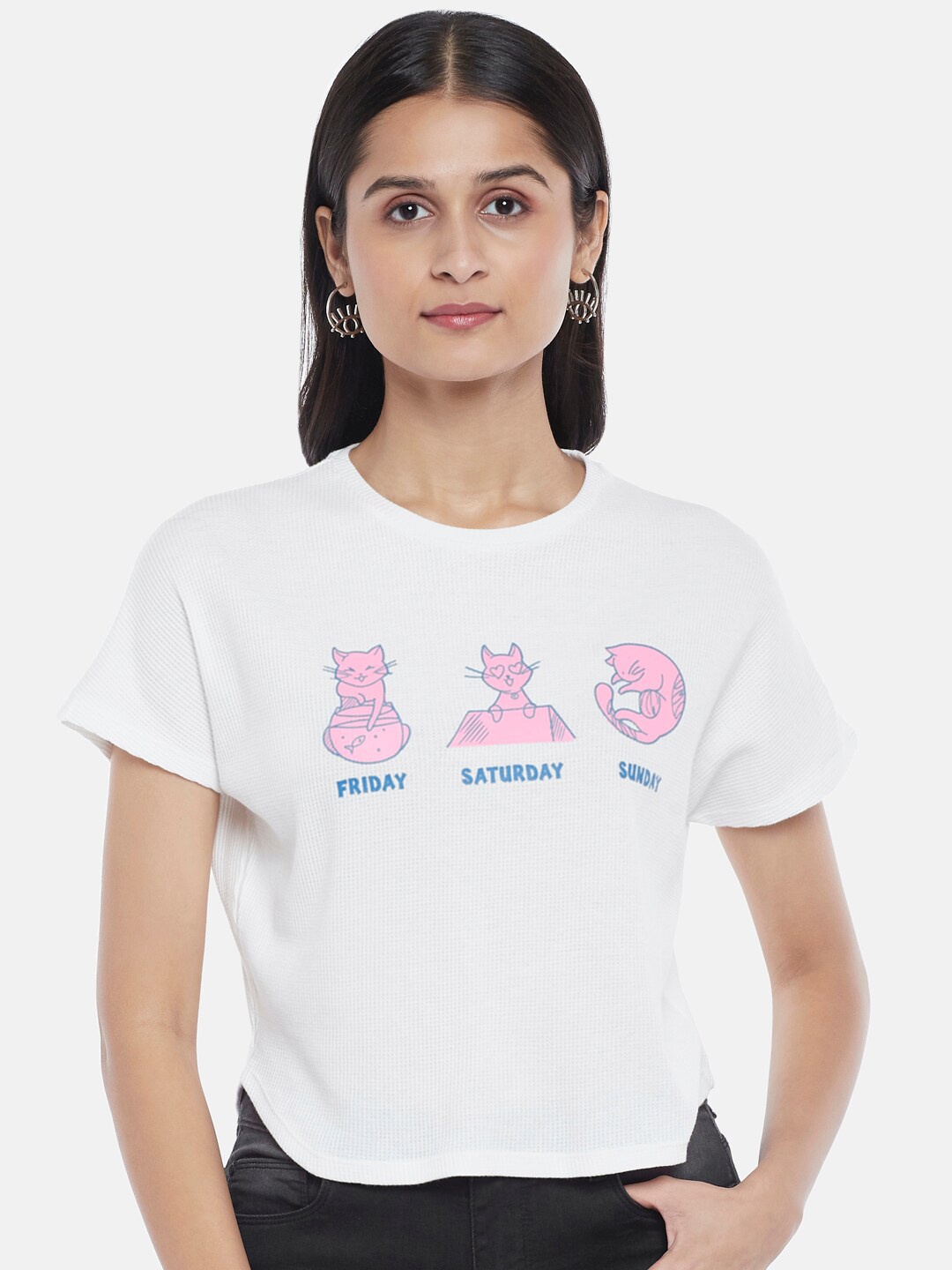 

People Women White Printed Top