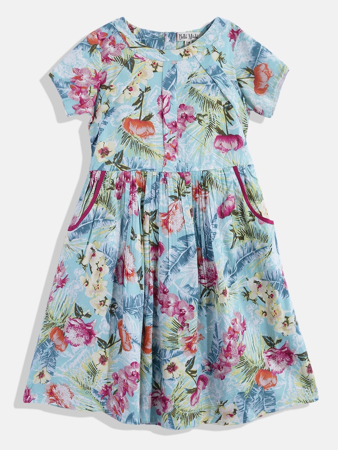 

Bella Moda Blue Floral Print A-Line Dress